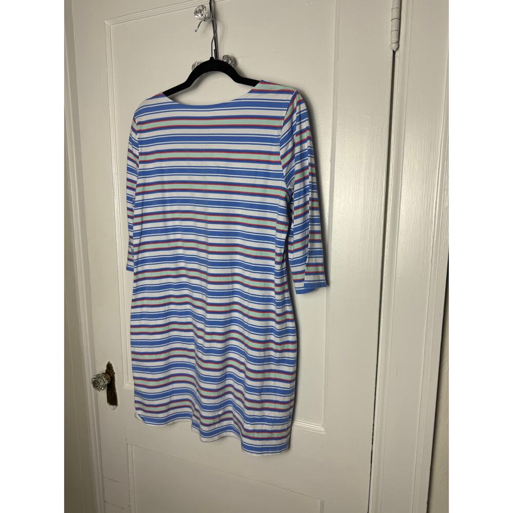 Hiho Dress Large Nautical Blue Striped 3/4 Sleeves Preppy Chic Summer Coastal - Picture 5 of 6